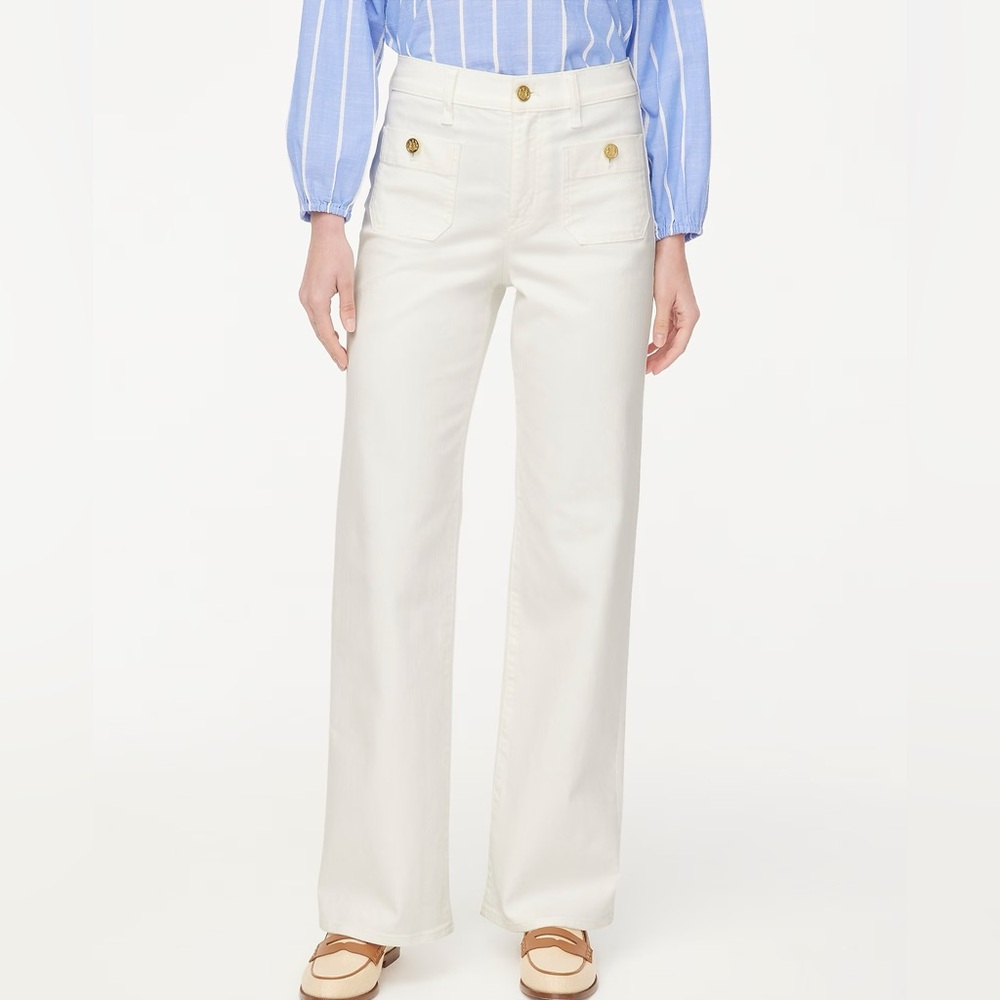 J.CREW White Tall slim wide-leg sailor jean in all-day stretch Size 30 Tall